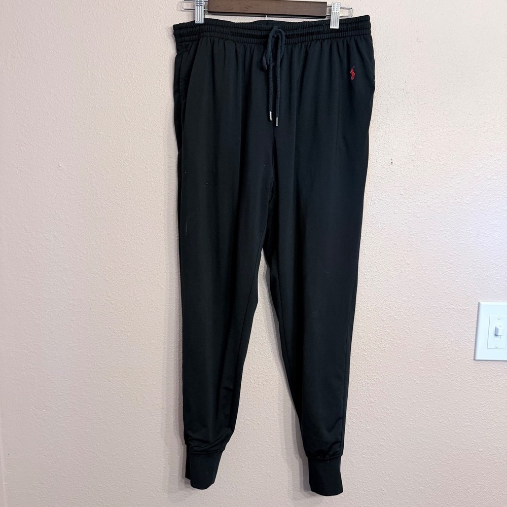 Polo Ralph Lauren Mens Black Performance Jogger Sweatpants Red Pony Logo Size M